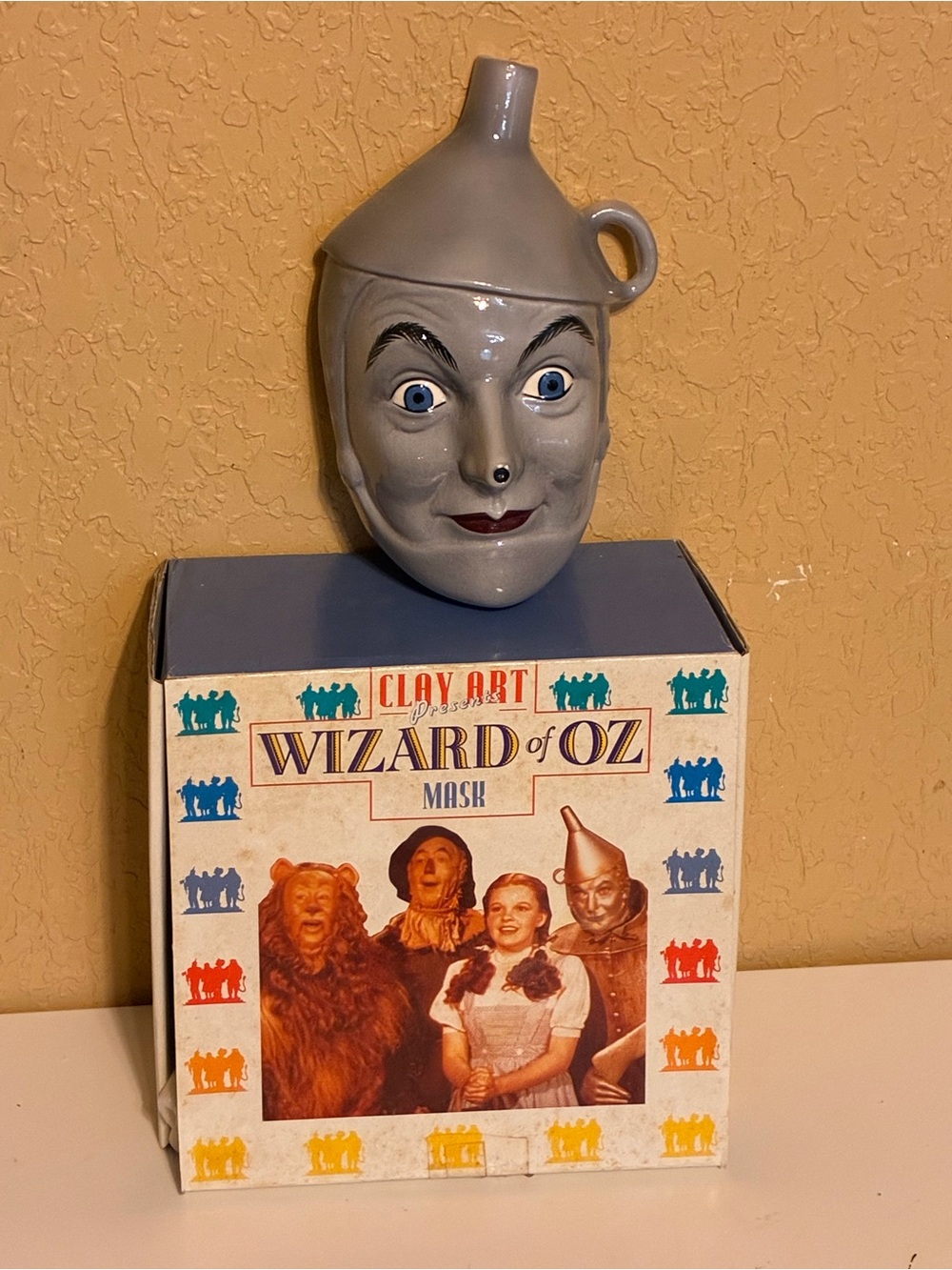 Vintage 1990’s Wizard Of Oz Tin Man Clay Art Wall Ceramic Facemask USA-Org Box